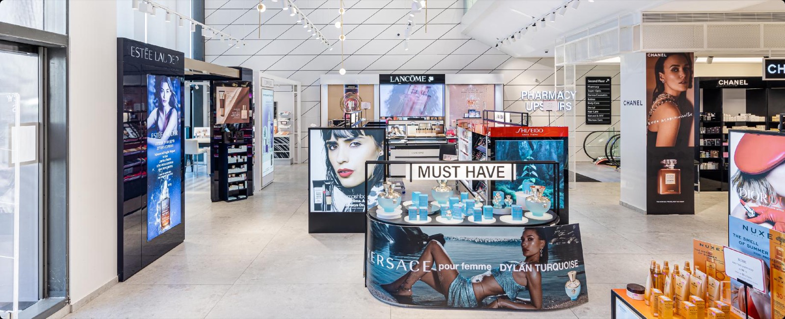 Interior of a Super-Pharm store showing international beauty and health brands